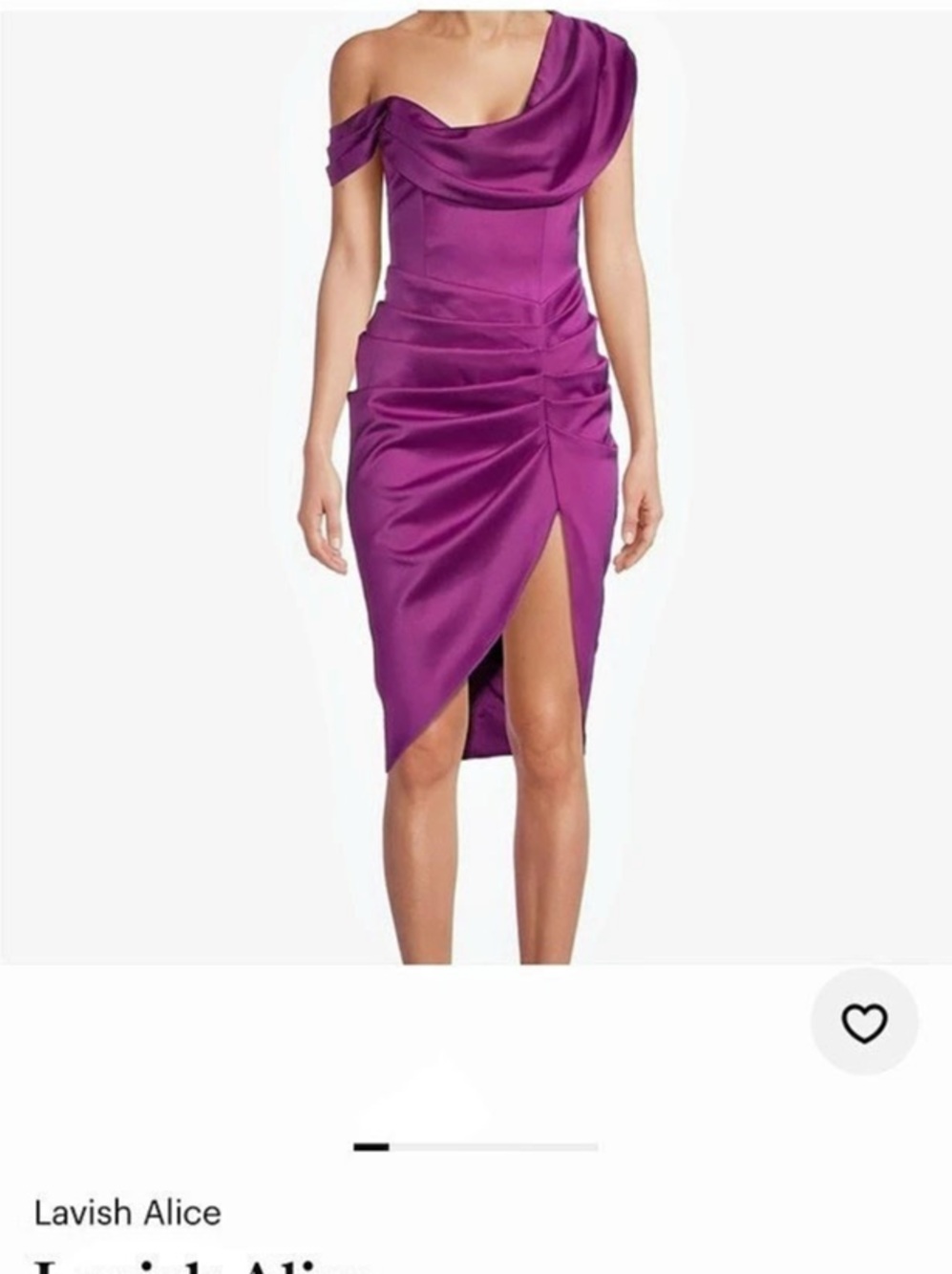 Lavish Alice Draped Satin Cocktail Dress Purple US 8